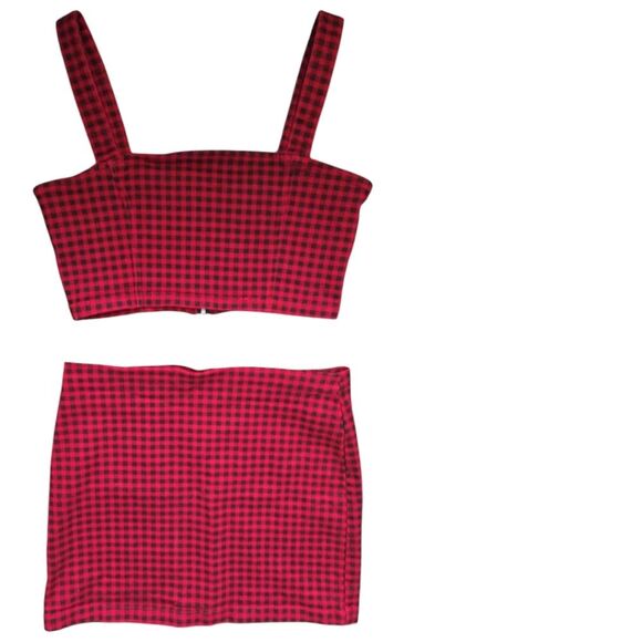 Gingham Plaid CropTop & Skirt Set, Forever 21 - L - Picture 9 of 12